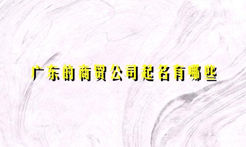 广东的商贸公司起名有哪些