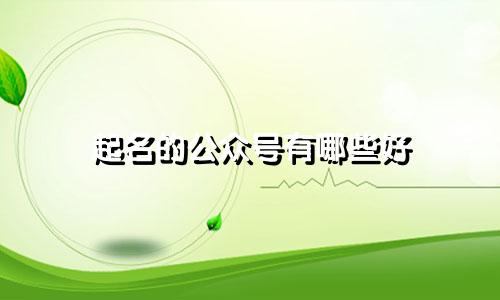 起名的公众号有哪些好