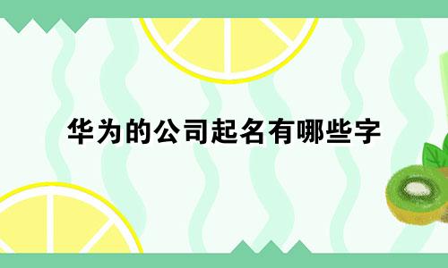 华为的公司起名有哪些字