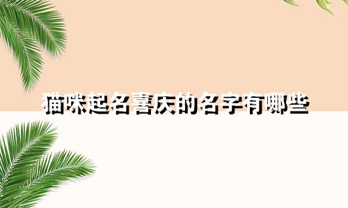 猫咪起名喜庆的名字有哪些
