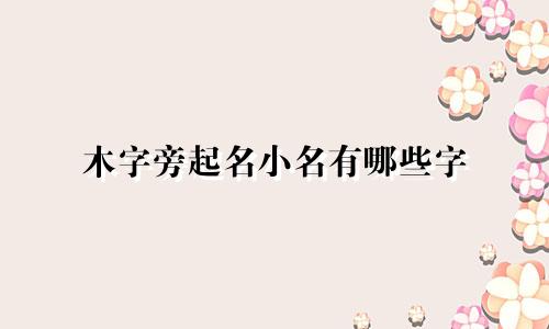 木字旁起名小名有哪些字