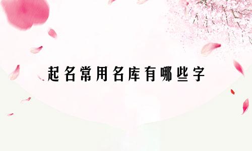起名常用名库有哪些字
