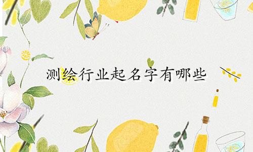 测绘行业起名字有哪些