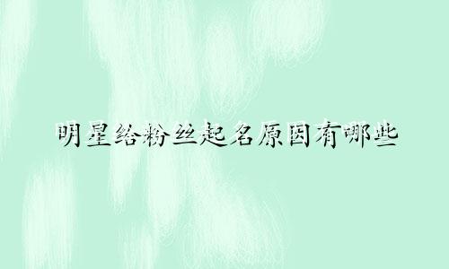 明星给粉丝起名原因有哪些