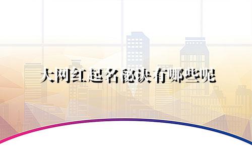 大网红起名秘诀有哪些呢