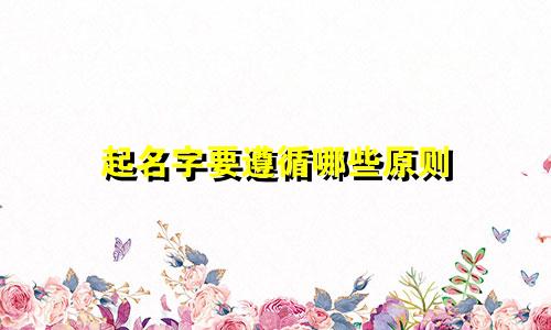 起名字要遵循哪些原则