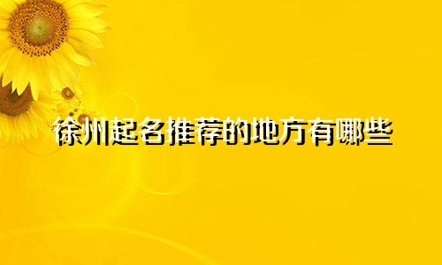 徐州起名推荐的地方有哪些