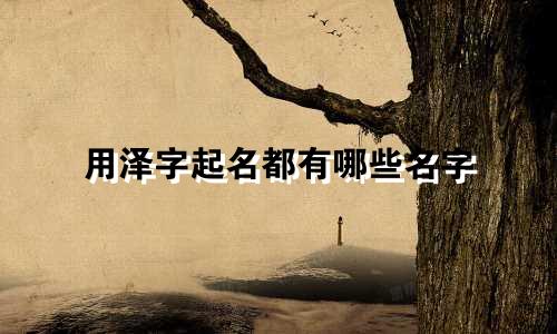 用泽字起名都有哪些名字