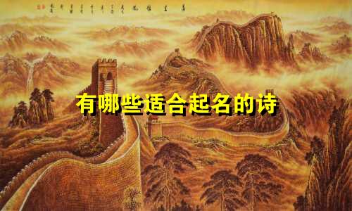 有哪些适合起名的诗