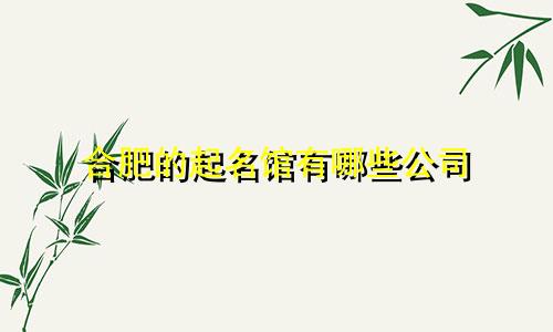 合肥的起名馆有哪些公司