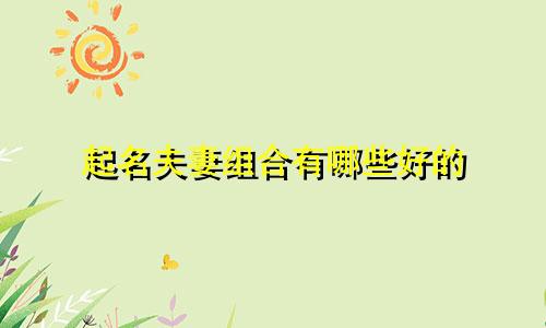 起名夫妻组合有哪些好的