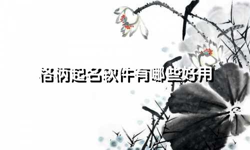 格柄起名软件有哪些好用