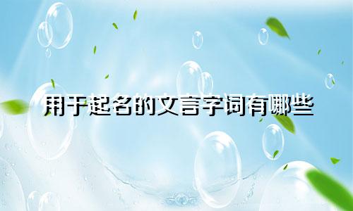 用于起名的文言字词有哪些