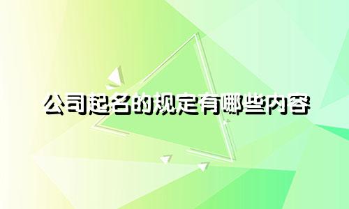公司起名的规定有哪些内容