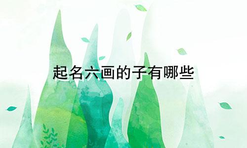 起名六画的子有哪些