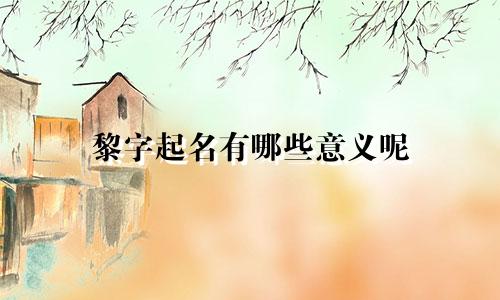 黎字起名有哪些意义呢