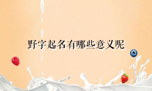 野字起名有哪些意义呢
