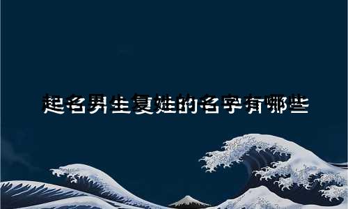 起名男生复姓的名字有哪些