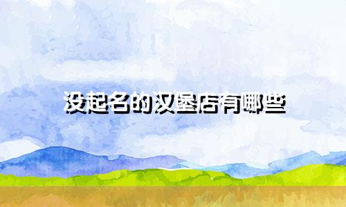 没起名的汉堡店有哪些