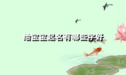 给宝宝起名有哪些字好