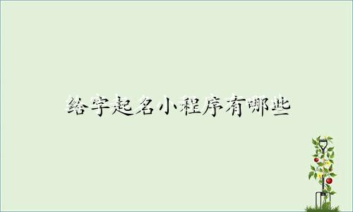 给字起名小程序有哪些
