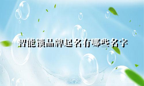 智能锁品牌起名有哪些名字