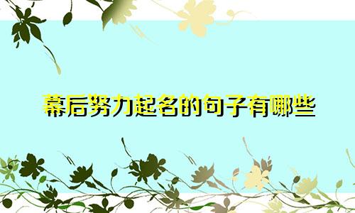幕后努力起名的句子有哪些