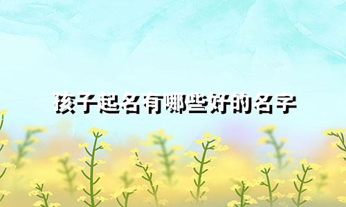 孩子起名有哪些好的名字