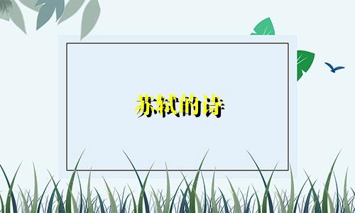 苏轼的诗 起名有哪些字