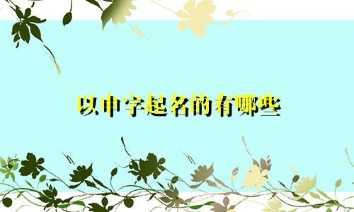 以申字起名的有哪些