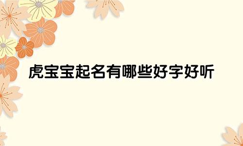 虎宝宝起名有哪些好字好听