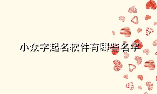 小众字起名软件有哪些名字