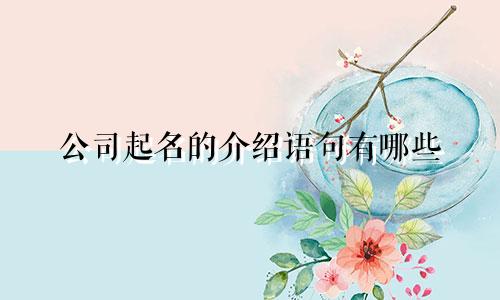 公司起名的介绍语句有哪些