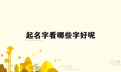 起名字看哪些字好呢