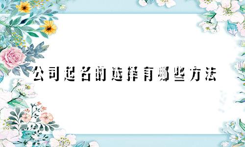 公司起名的选择有哪些方法