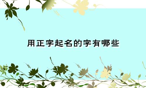 用正字起名的字有哪些