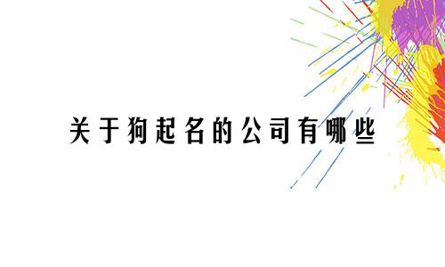 关于狗起名的公司有哪些