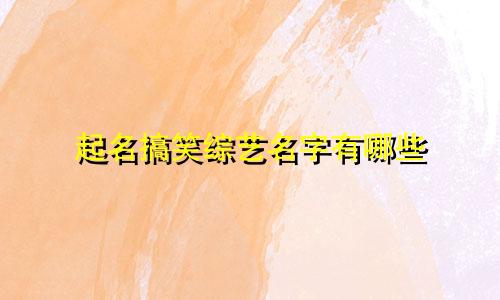 起名搞笑综艺名字有哪些