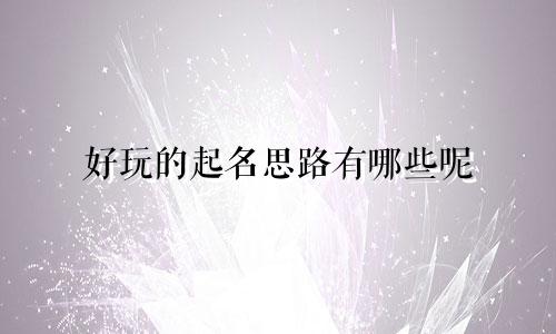 好玩的起名思路有哪些呢