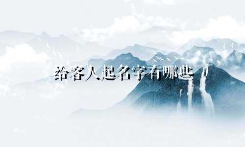 给客人起名字有哪些