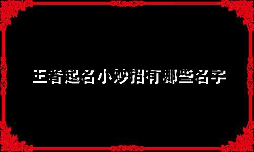 王者起名小妙招有哪些名字