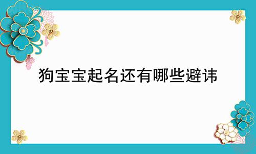 狗宝宝起名还有哪些避讳