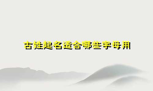 古姓起名适合哪些字母用