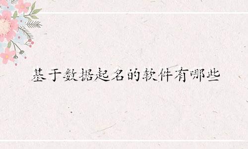 基于数据起名的软件有哪些