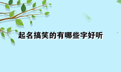 起名搞笑的有哪些字好听