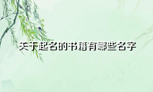 关于起名的书籍有哪些名字