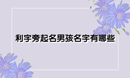 利字旁起名男孩名字有哪些
