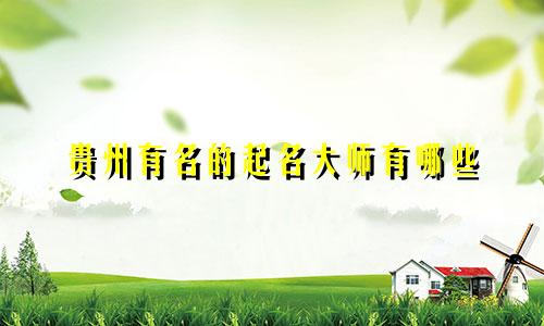 贵州有名的起名大师有哪些