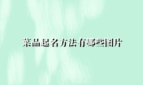 菜品起名方法有哪些图片