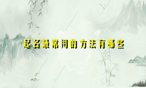 起名最常用的方法有哪些